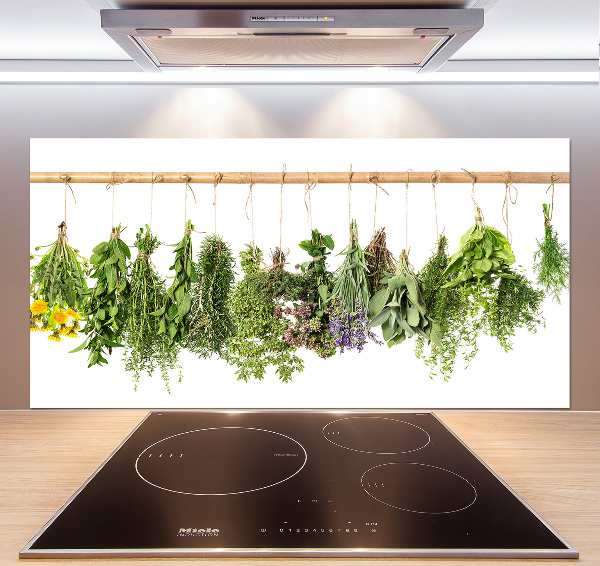 Cooker splashback Herbs on a string