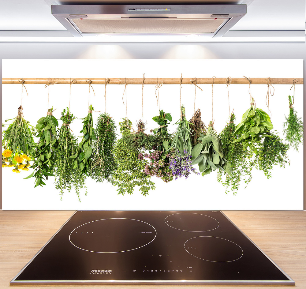 Cooker splashback Herbs on a string