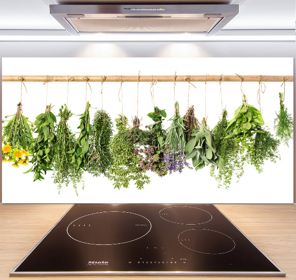 Cooker splashback Herbs on a string