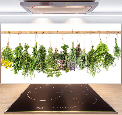 Cooker splashback Herbs on a string