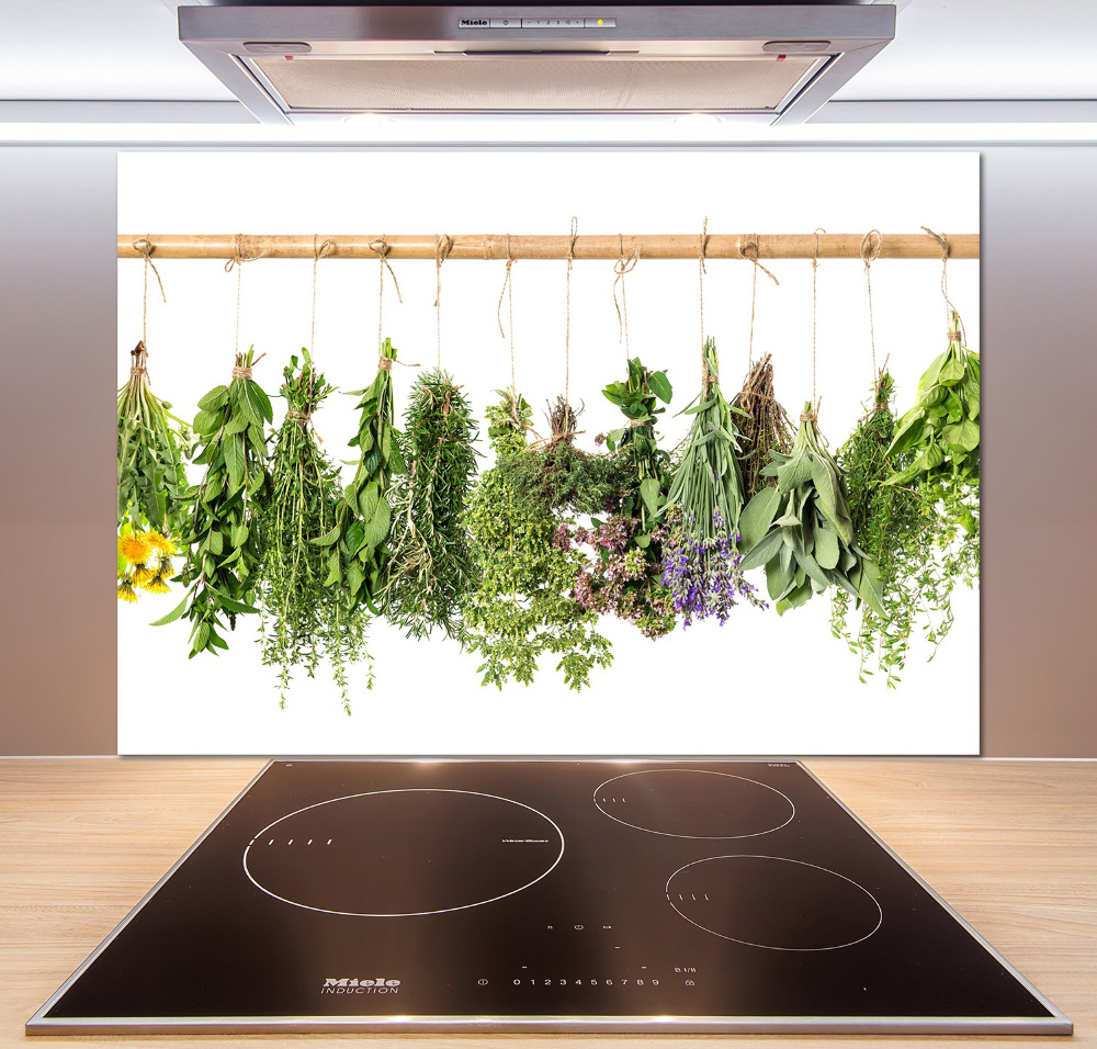 Cooker splashback Herbs on a string