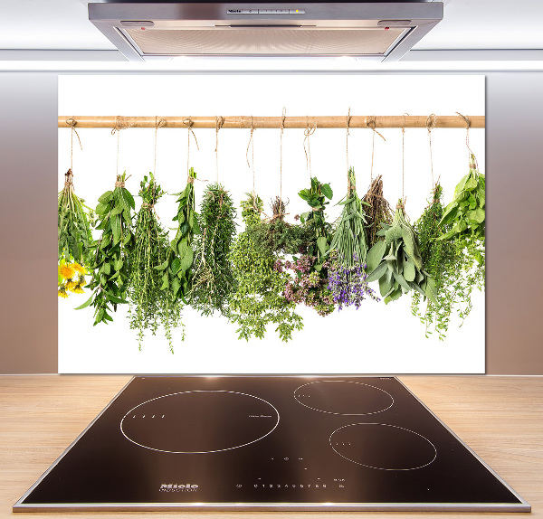 Cooker splashback Herbs on a string