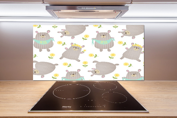 Splashback panel for kitchen Misie Illustration