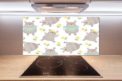 Splashback panel for kitchen Misie Illustration