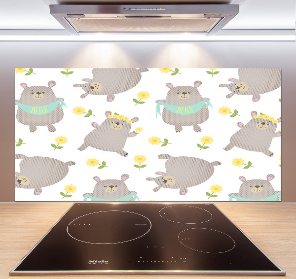 Splashback panel for kitchen Misie Illustration