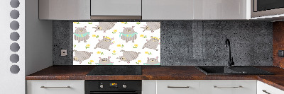 Splashback panel for kitchen Misie Illustration