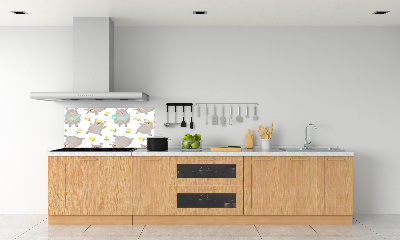 Splashback panel for kitchen Misie Illustration