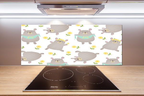 Splashback panel for kitchen Misie Illustration