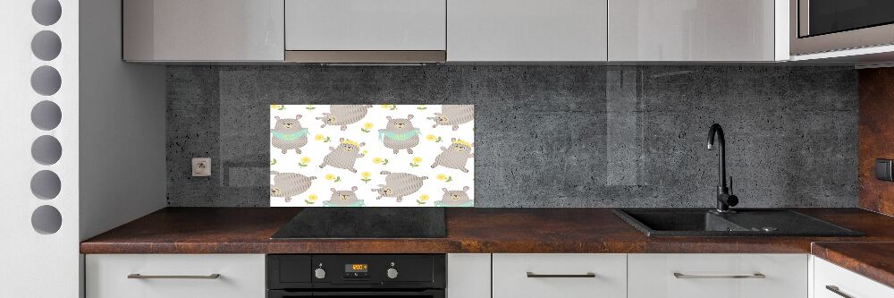 Splashback panel for kitchen Misie Illustration