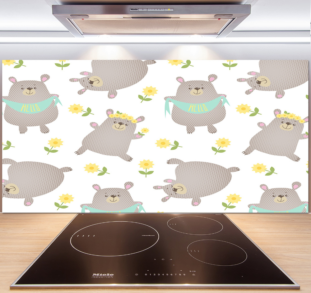 Splashback panel for kitchen Misie Illustration