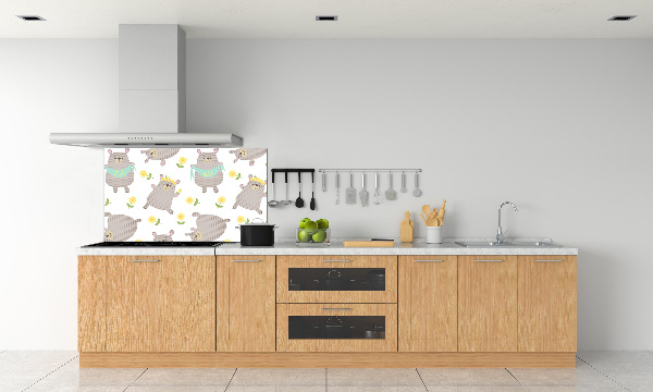 Splashback panel for kitchen Misie Illustration