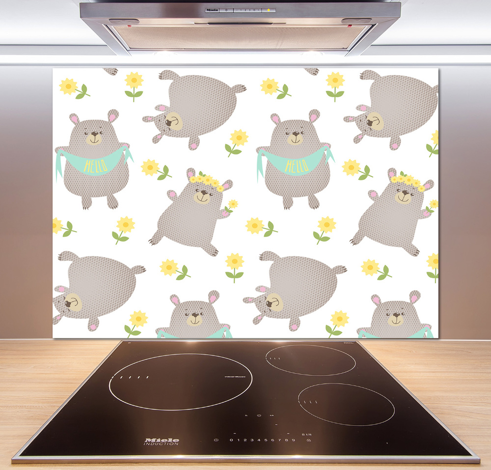 Splashback panel for kitchen Misie Illustration