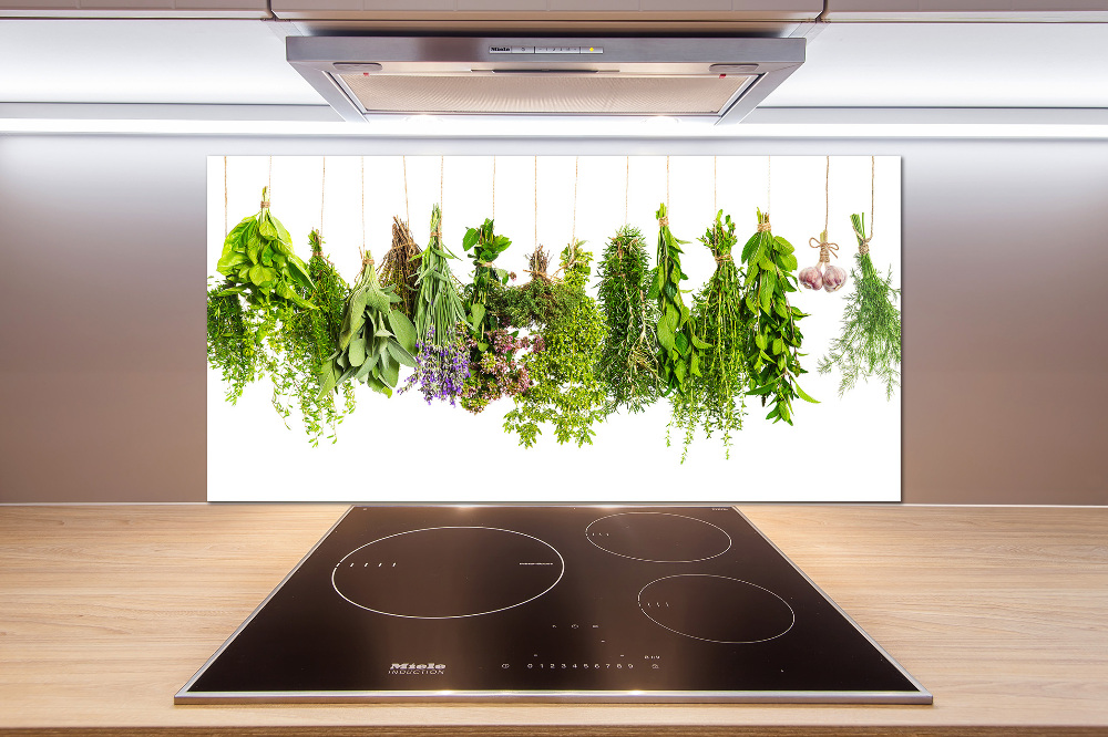 Cooker splashback Herbs on a string