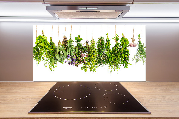 Cooker splashback Herbs on a string