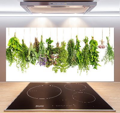 Cooker splashback Herbs on a string