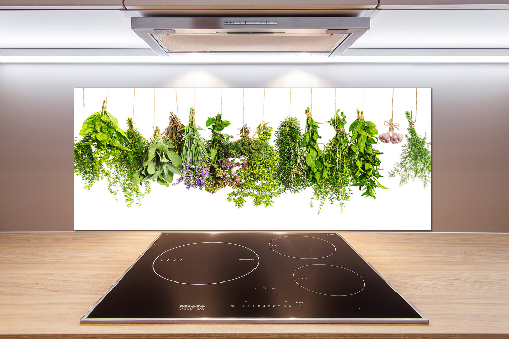 Cooker splashback Herbs on a string