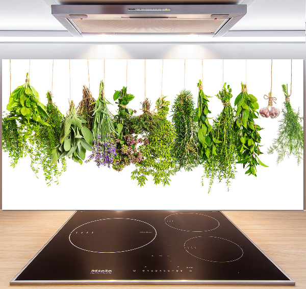 Cooker splashback Herbs on a string