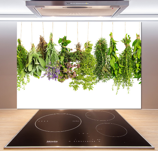 Cooker splashback Herbs on a string