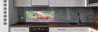 Kitchen splashback Horse in the field of lavender