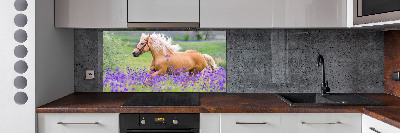 Kitchen splashback Horse in the field of lavender