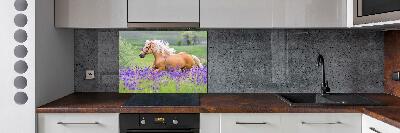 Kitchen splashback Horse in the field of lavender