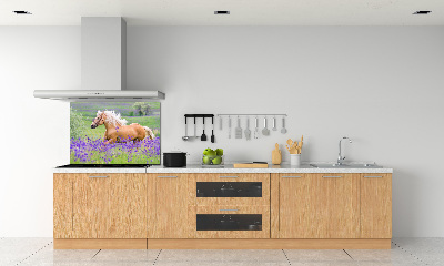 Kitchen splashback Horse in the field of lavender