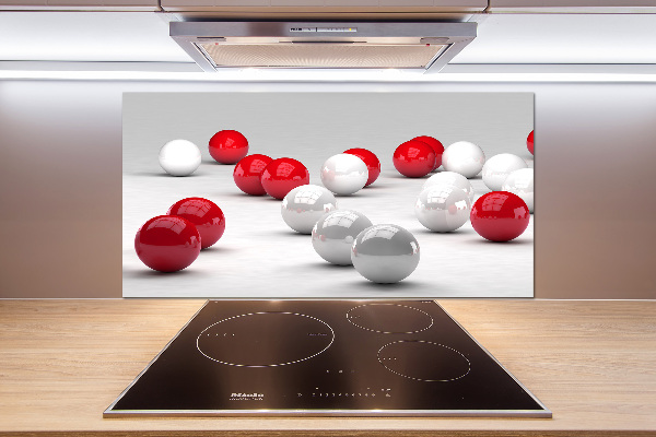 Cooker splashback Red and white balls