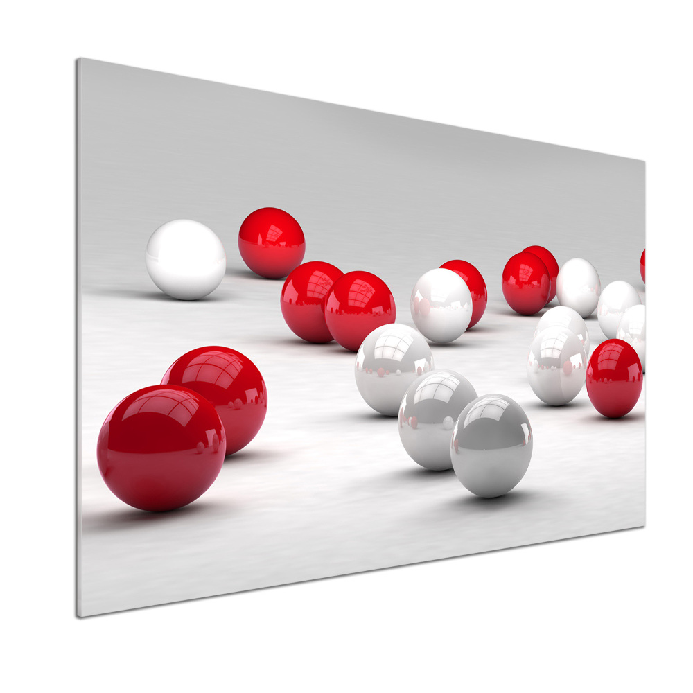 Cooker splashback Red and white balls