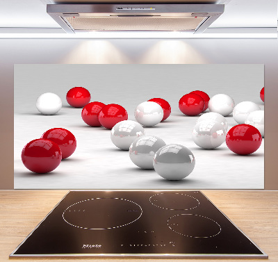 Cooker splashback Red and white balls