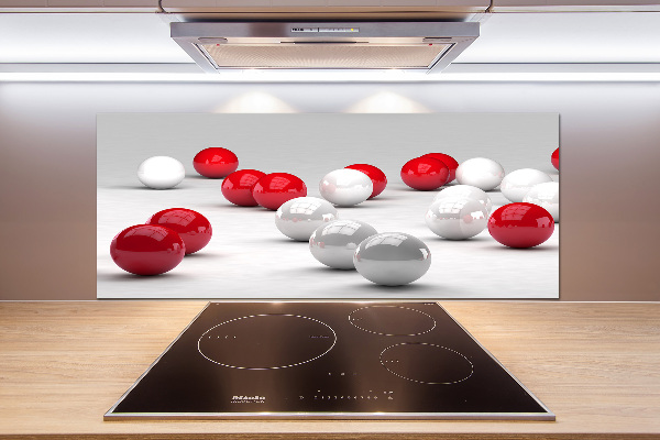 Cooker splashback Red and white balls