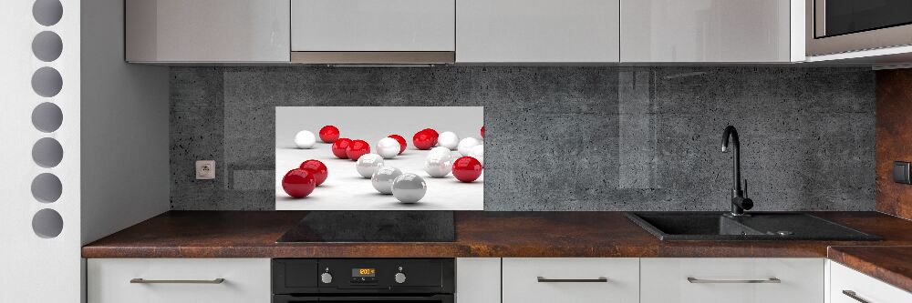 Cooker splashback Red and white balls