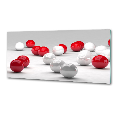 Cooker splashback Red and white balls