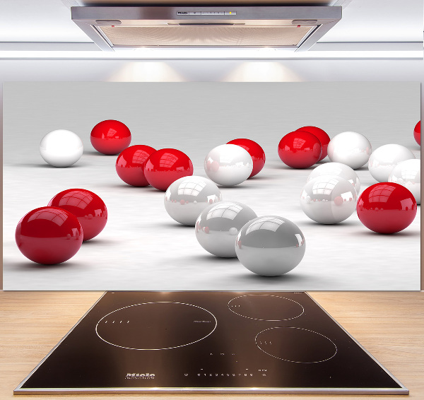 Cooker splashback Red and white balls