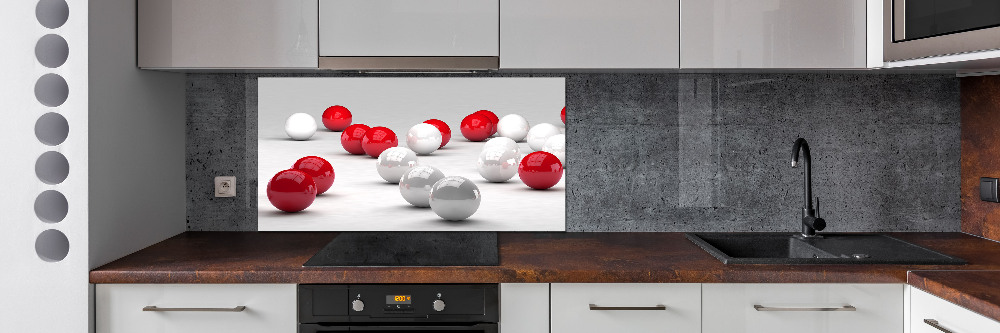 Cooker splashback Red and white balls