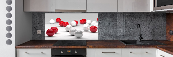 Cooker splashback Red and white balls