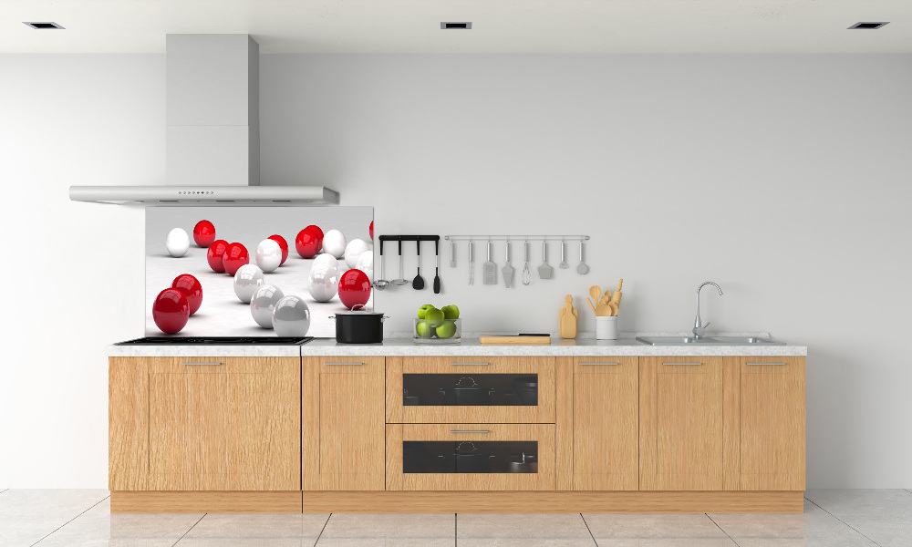 Cooker splashback Red and white balls