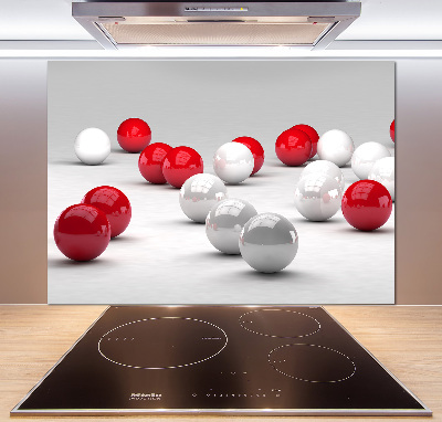 Cooker splashback Red and white balls