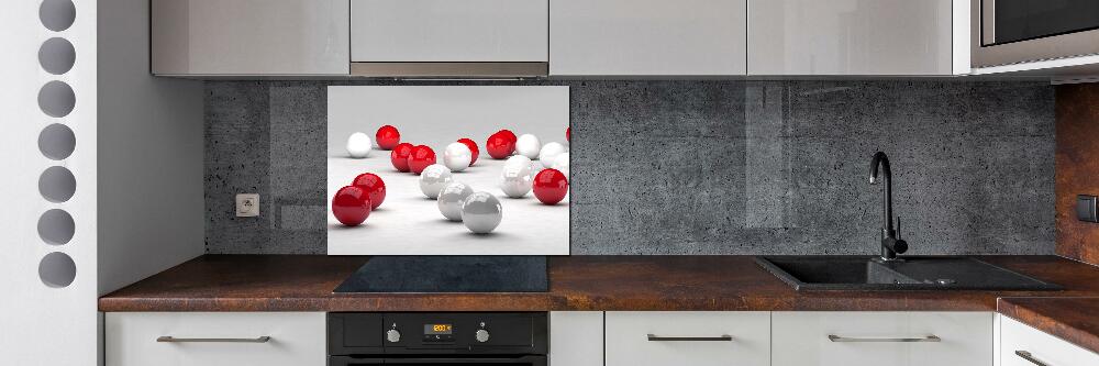 Cooker splashback Red and white balls