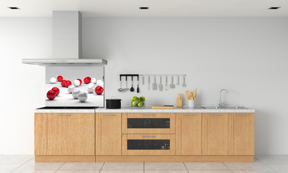 Cooker splashback Red and white balls