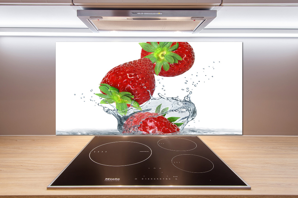 Kitchen splashback Falling strawberries