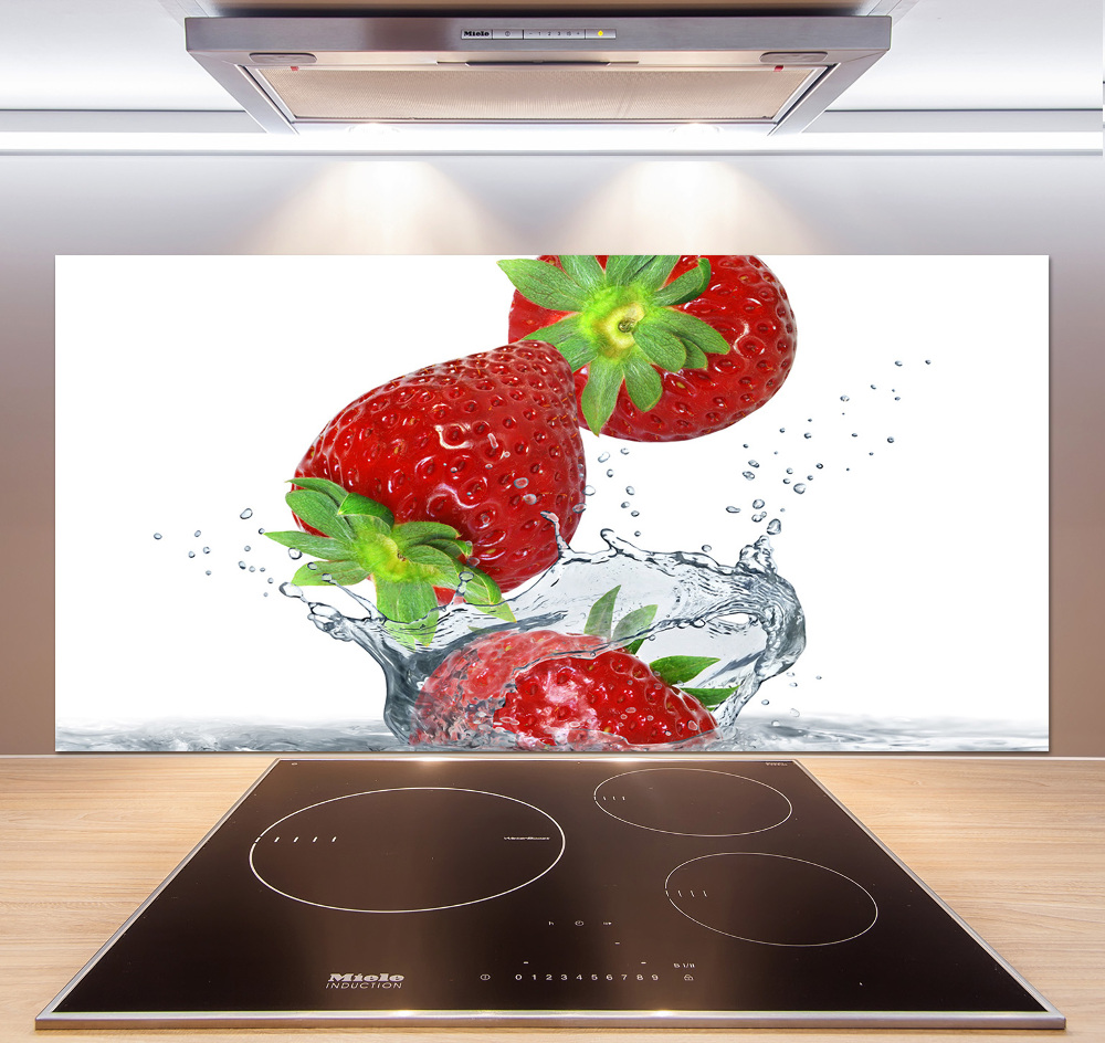 Kitchen splashback Falling strawberries