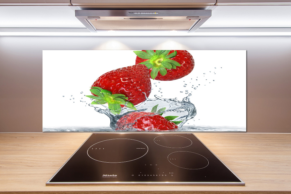 Kitchen splashback Falling strawberries