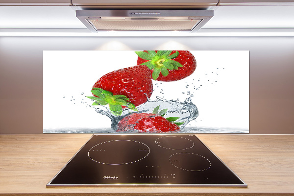 Kitchen splashback Falling strawberries