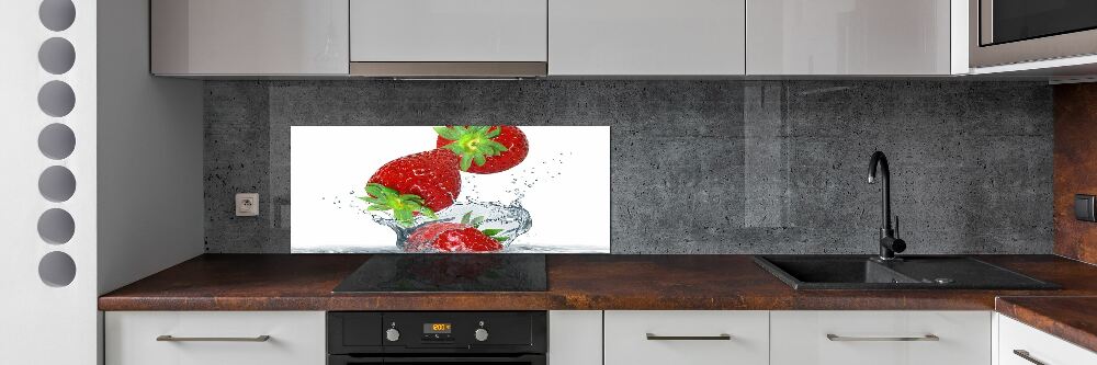 Kitchen splashback Falling strawberries