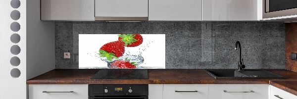 Kitchen splashback Falling strawberries