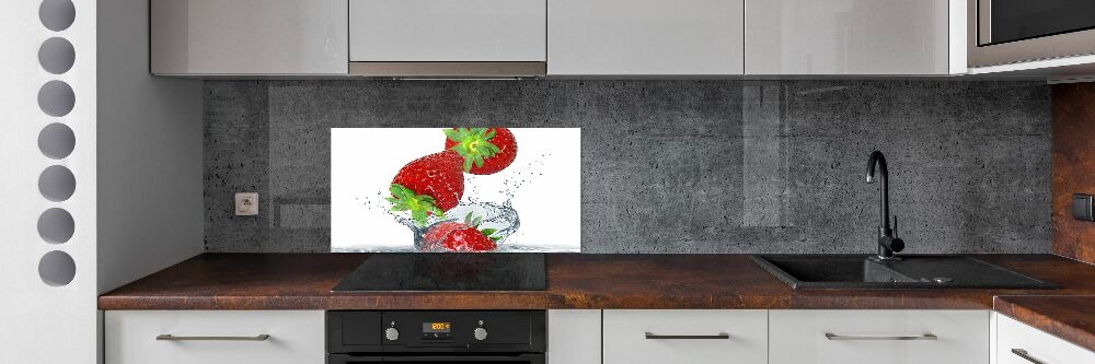 Kitchen splashback Falling strawberries