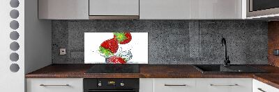 Kitchen splashback Falling strawberries