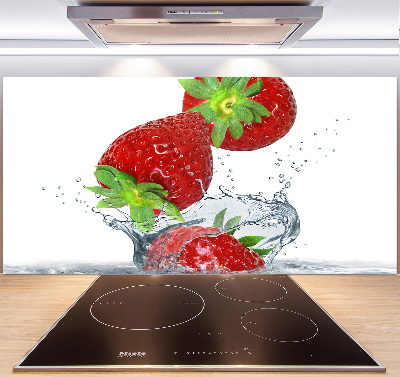 Kitchen splashback Falling strawberries