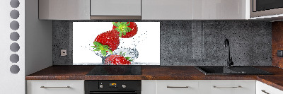 Kitchen splashback Falling strawberries