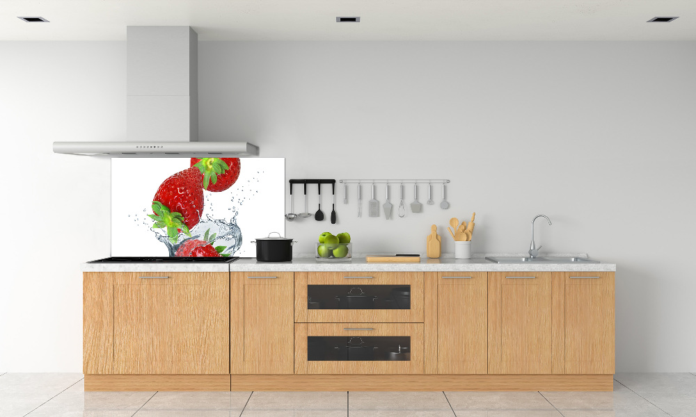 Kitchen splashback Falling strawberries